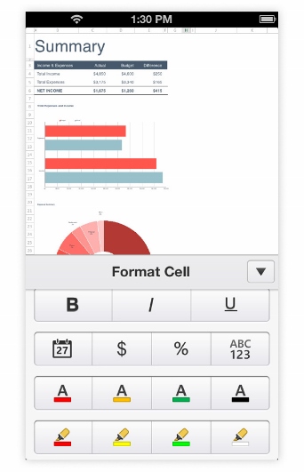 Format cell in mobile view
